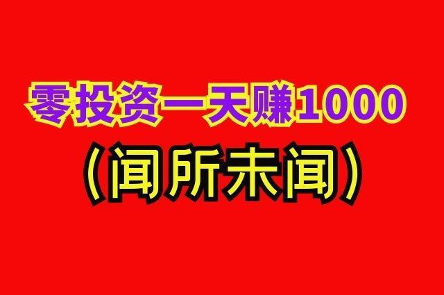 怎么零投资一天赚1000